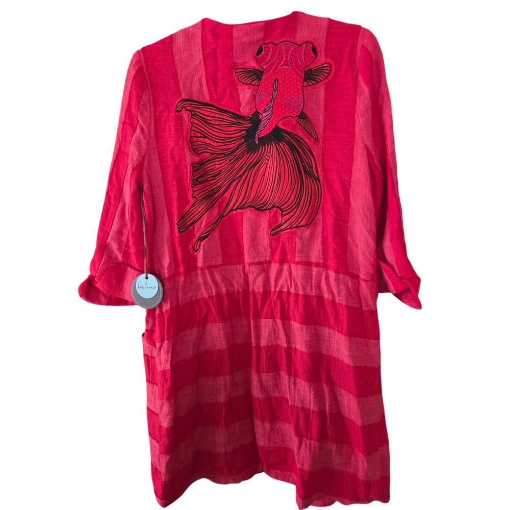 NWT Anthropologie Eva Franco Linen Striped Red Goldfish Festival Jacket Boho